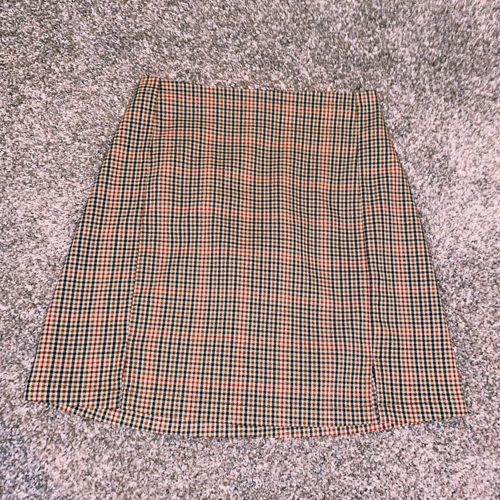 tan plaid mini skirt